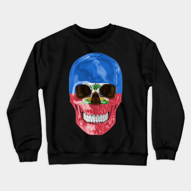 Haiti Flag Skull - Gift for Haitian With Roots From Haiti Crewneck Sweatshirt by Country Flags